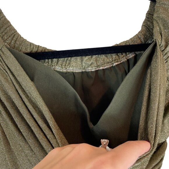 Laura Byrnes California Monica Pinup Ruched Wiggle Dress Gold Olive S - Picture 5 of 14